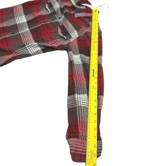 Mossimo Supply Co Womens Flannel Shirt Sz S/P Petite Small Button Down Red Plaid - Picture 8 of 10
